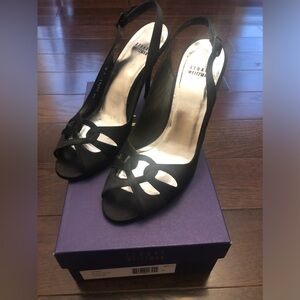 New Stuart Weitzman Satin style Loopy peep toe heels